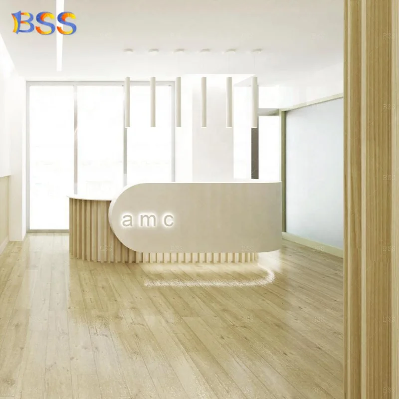 Healthcare Hospital Front Desk Interior Design Customised Wood White Corian L Shape Front Desk Hospital Nurse Station Front Desk