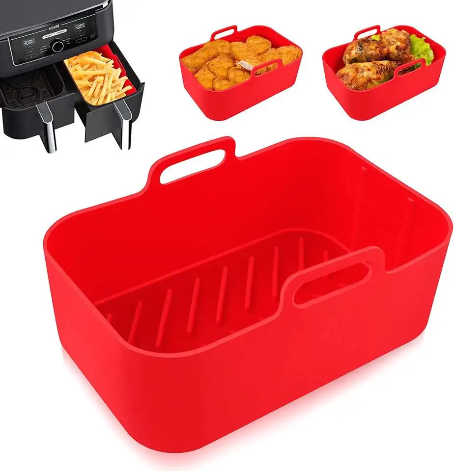 Многоразовый силиконовый коврик для фритюрницы, корзина, коврик для еды, кухонные аксессуары, прямоугольный силиконовый коврик для фритюрницы Foodi Dual DZ201