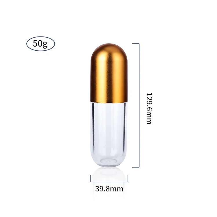 Factory 55ml Shaped Capsule Golden Lid Plastic Bottle Pill Apothecary Smell Proof Wide Mouth Child Resistant Plastic Bottles