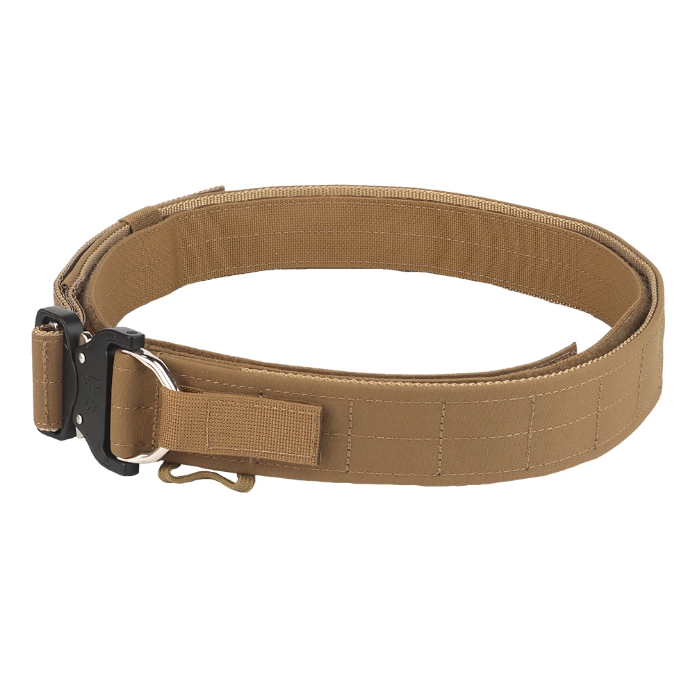 Factory Wholesale Heavy Duty Nylon Adjustable High Strength Tactical Belt Plastic Buckle Coyote Brown Inner and Outer Belt