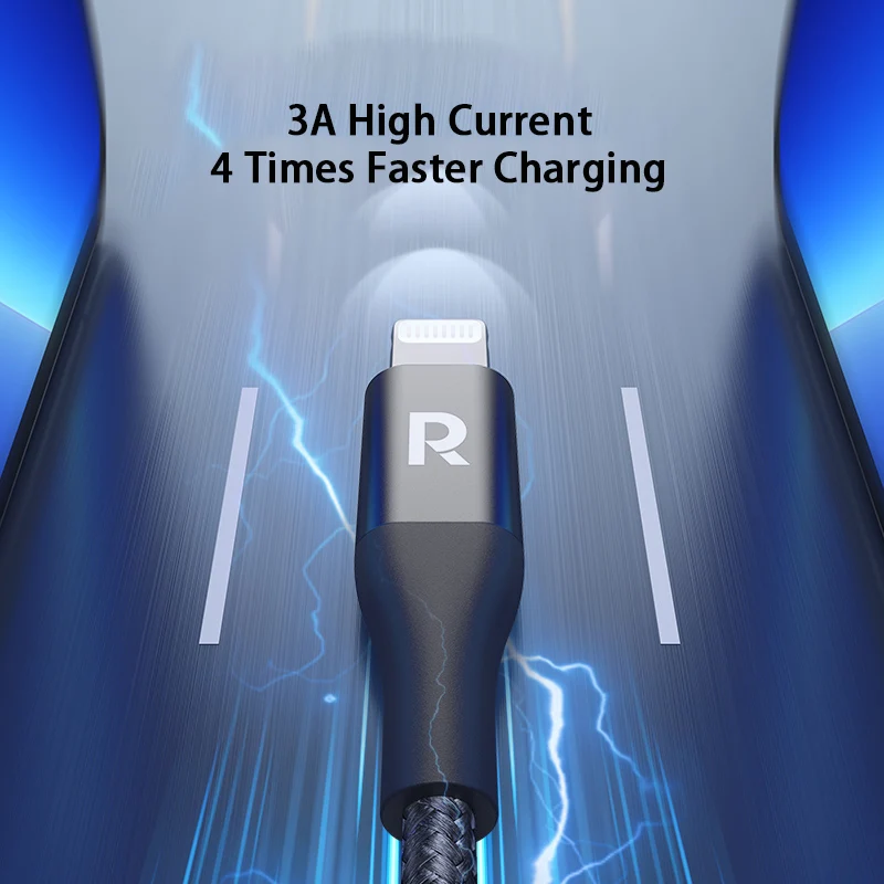 RAVPower RP-CB054 type-c PD fast charging mobile phone cables PVC+Nylon braid phone charger data cable with MFi for iPhone