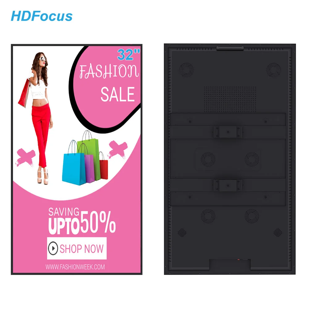 32 Inch 4K Semi-Outdoor High Brightness Poster Android Monitor Lcd Digital Signage Window Displays For Retail Shopping Malls