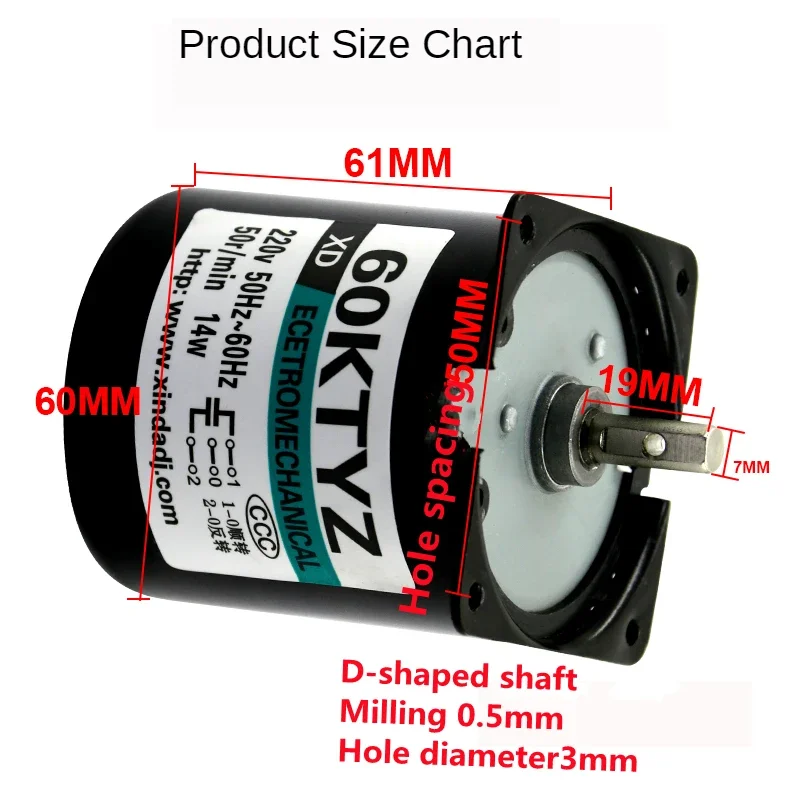 60KTYZ  AC Synchronous Motor 220V 110V 14W Centric Shaft With Bracket Permanent Magnet Motor 2.5rpm-110rpm CW CCW Gear Motors
