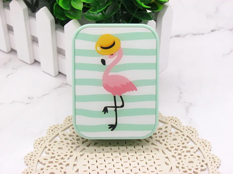 Contact lens case cute Flamingo  pupil box 2 pairs of companion box student myopia box