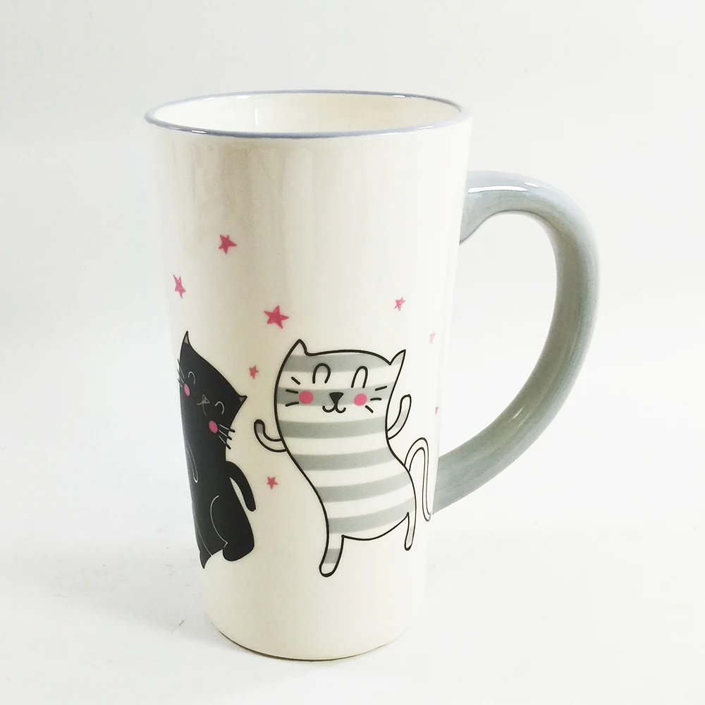 Direct Factory plain white customized handcraftde colorful mugs ceramic cat mugs 16oz tall coffee mugs