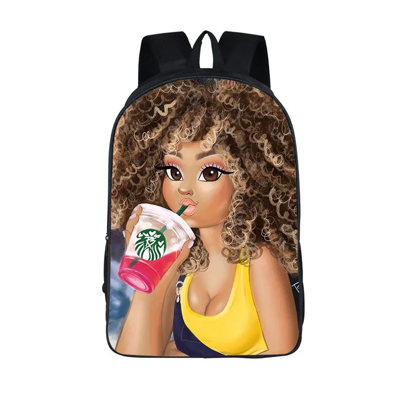 High Quality Popular African American Girls Backpack Primary School Hold Books And Pencil Case Backpack Student Bag