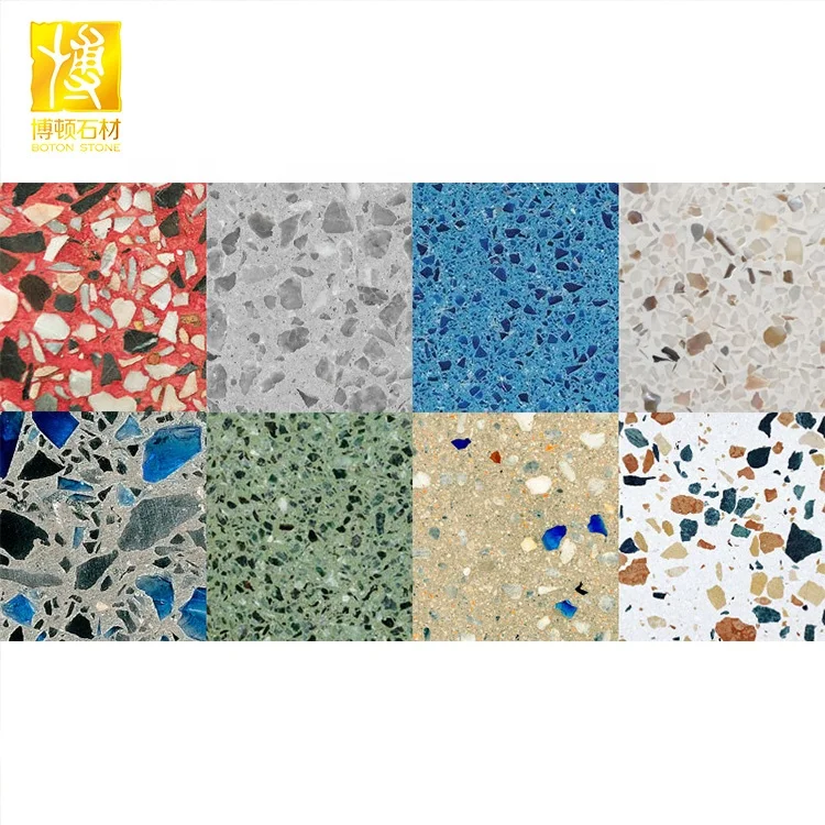 Wholesale Red Artificial Terrazzo Cement Tiles Price Square Meter Floor Slab