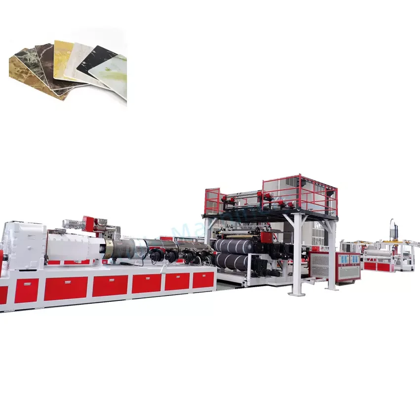 high glossy 1220*2440 pvc marble alternative board wall sheet machine product line with uv varnish for decoration