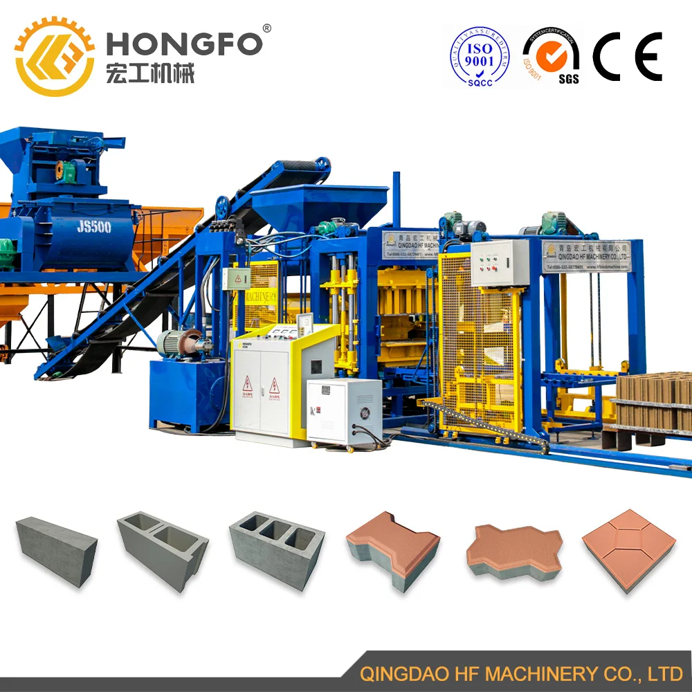 QT5-15 Fully Automatic Hydraulic Press Cement Concrete Hollow Brick Molding Machine For Sale