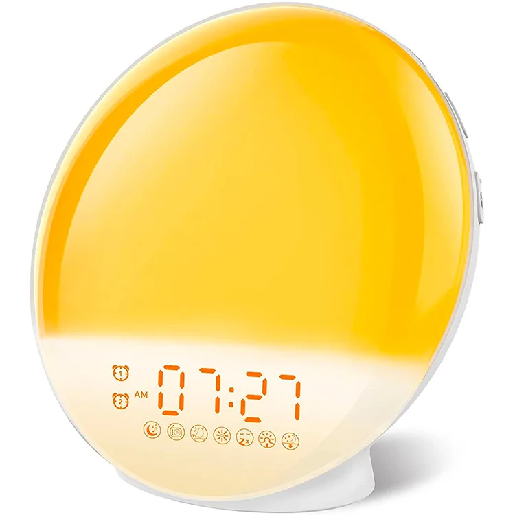 LED Colorful Atmosphere Lamp Smart Wake up Light Sunrise Alarm Clock for Kids Adults Bedrooms