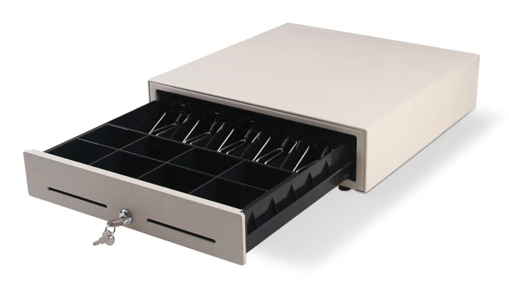 KER-410 4/5 Bills 8 Coins Metal Cash Box Pos System Cash Register Cash Drawer With Hidden Cable Slot