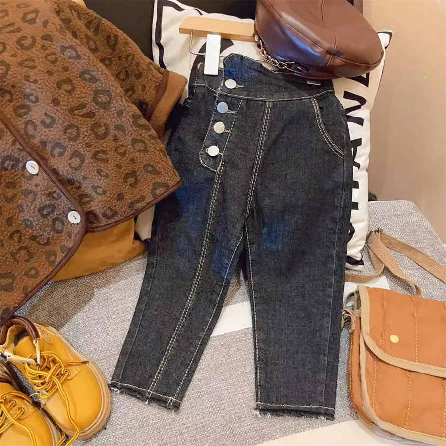 2-7 Years Hot Sale Casual Toddler High Waist Denim Trousers Wholesale Girls Boutique Clothing Jeans For Kids Girls Custom Pants