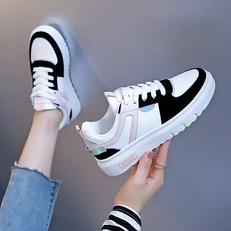 2021 Новые поступления Женская обувь на каждый день из искусственной кожи, на резиновой подошве повседневная обувь с круглым носком; Zapato De Correr фитнес прогулочная обувь; Прогулочная обувь; Стильная обувь