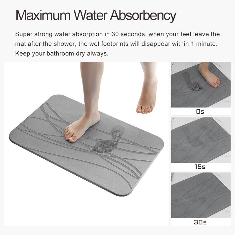 Коврик для ванной, диатомит, камень, Быстросохнущий