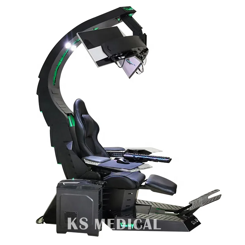 KSM-GC2 UNICORN Support 5 Monitors Gaming Chair with Massage and Heat rgb LED Light Cockpit Chair Gaming rgb Chair