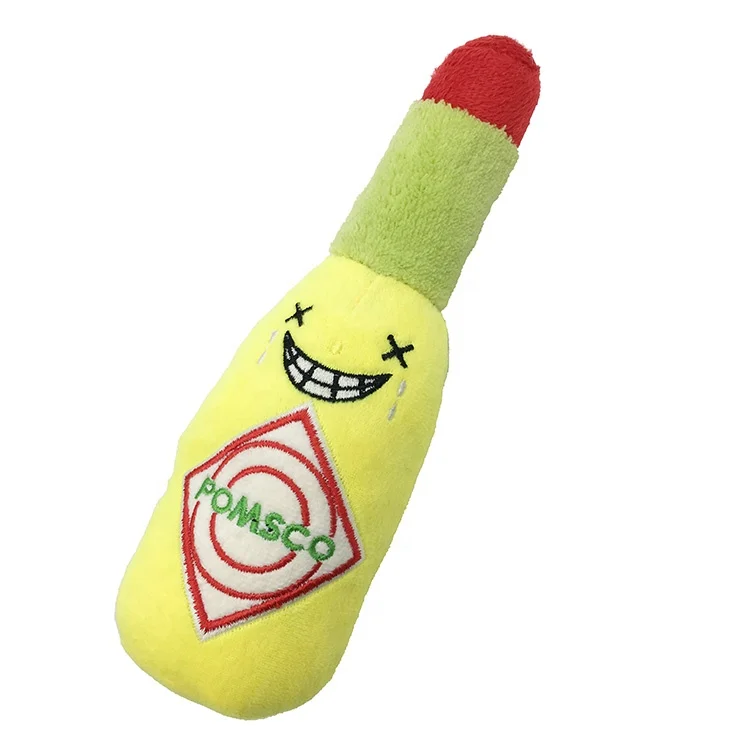 Plush Dog Pet Toys Stuffed Soft Popular Drink Bottle Beer Plush Dog Toy with Squeaky