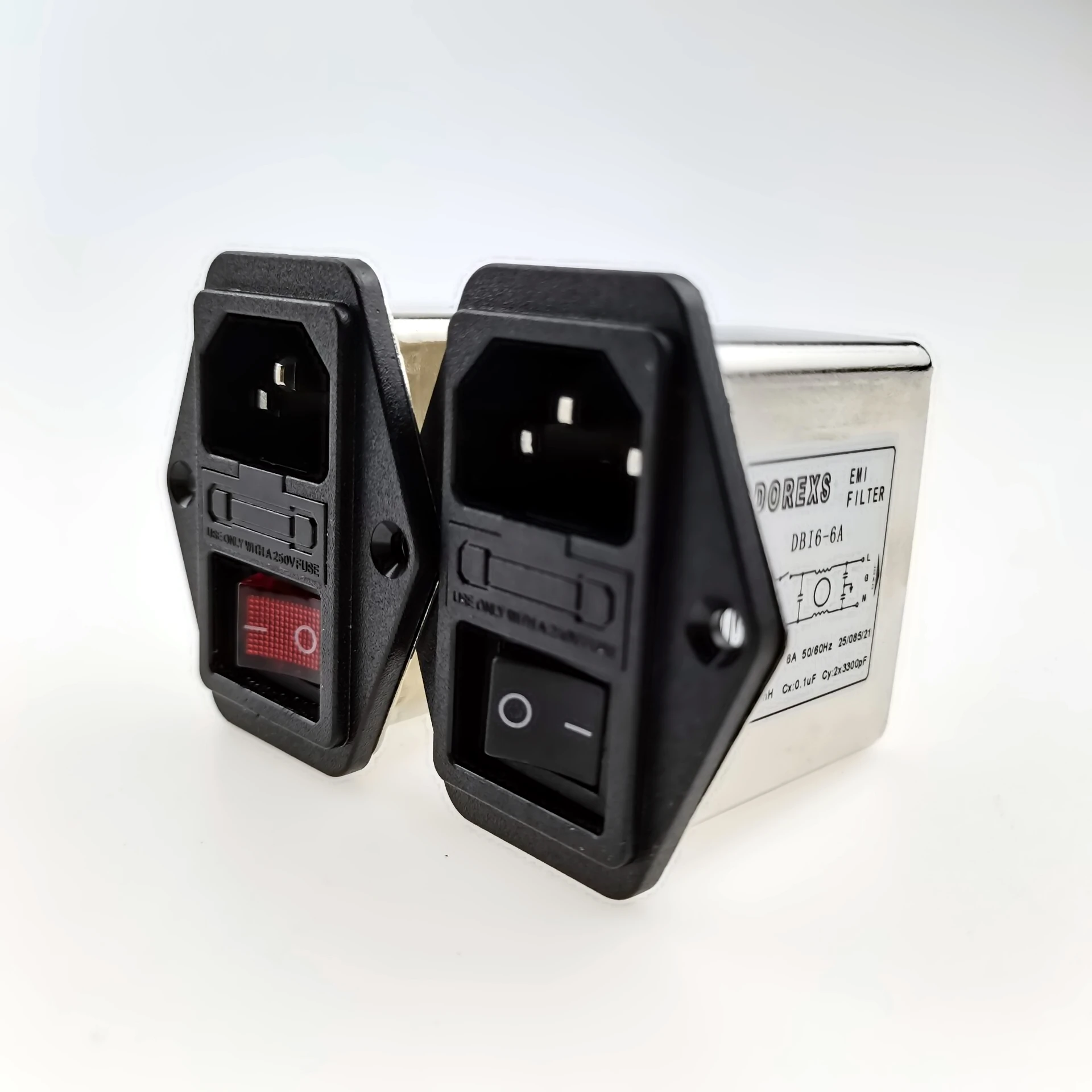 Шумоподавляющий фильтр EMI 220 В переменного тока с розетчным переключателем и предохранителем 1 А 3 6