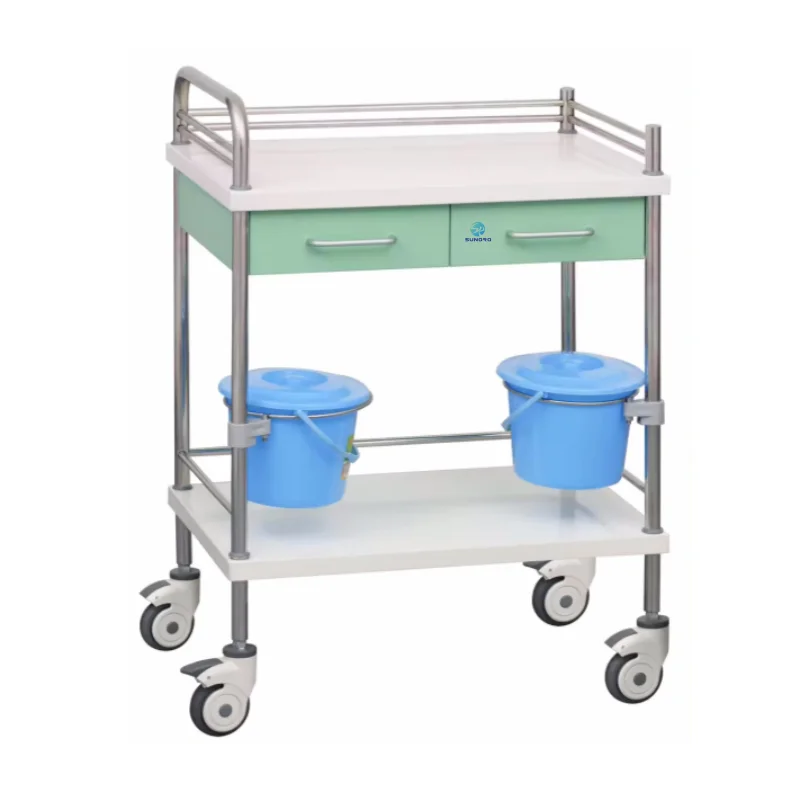 Nursing Emergency steel hospital medical trolley with brake with disposable lock