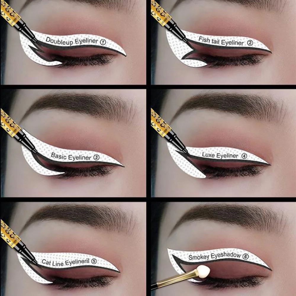 24 Pcs Eyeliner Stencils Eye Makeup Template Stickers Card 12 Styles Non-Woven Eyeliner Eyeshadow 3 Minute Lazy Shaping Tools