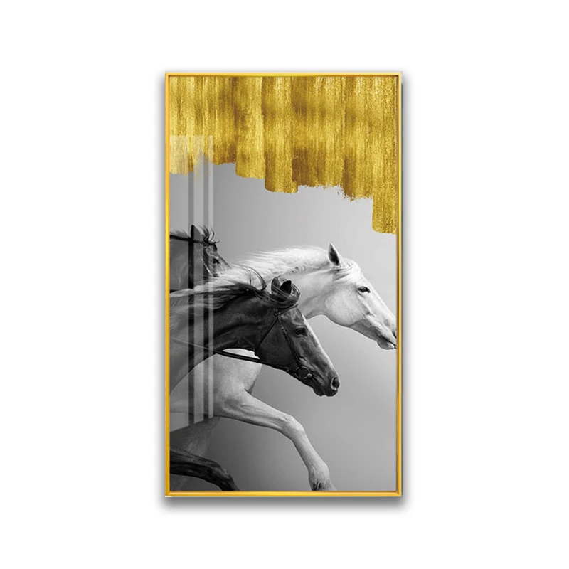 Wholesale custom modern abstract horses Crystal Porcelain Painting For Decor