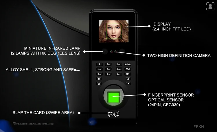 Wiegand RFID Security Door Face Recognition Fingerprint Acces Control System Punch Card Keypad Attendance Machine