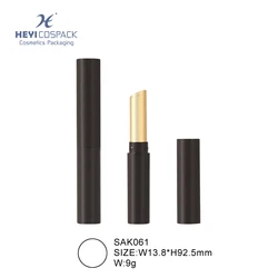Eco-friendly 9g plastic cosmetic packing container bottle black lipstick tube empty slim round lip stick tube packaging