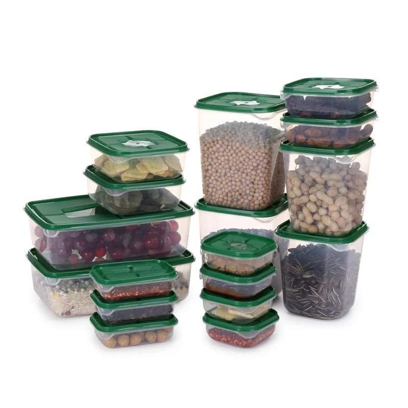 Refrigerator crisper plastic food box lunch box microwave lunch box size 17 pieces set storage sealed crisper