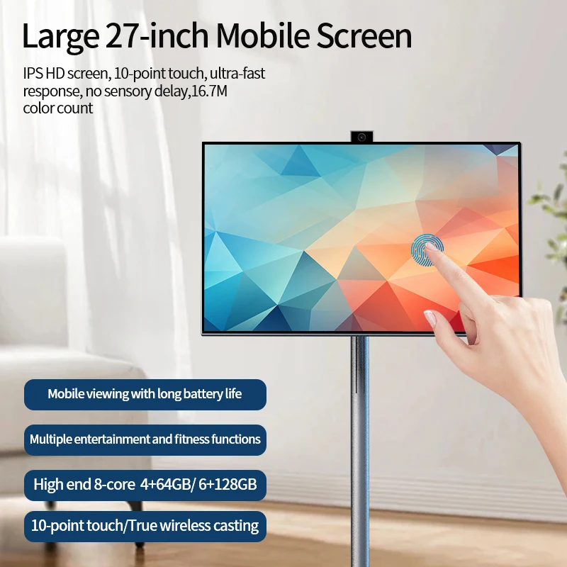 Outdoor Live Equipment 21.5 27 32 Inch Smart Tv Touch Lcd Interact Screen Android12 Standby 5h Built-in Battery Gym  Live Room