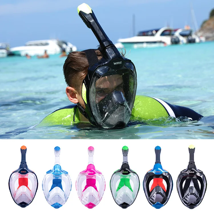 Pink/Black Professional Full Face Dry Top Underwater Camera Diving Mask