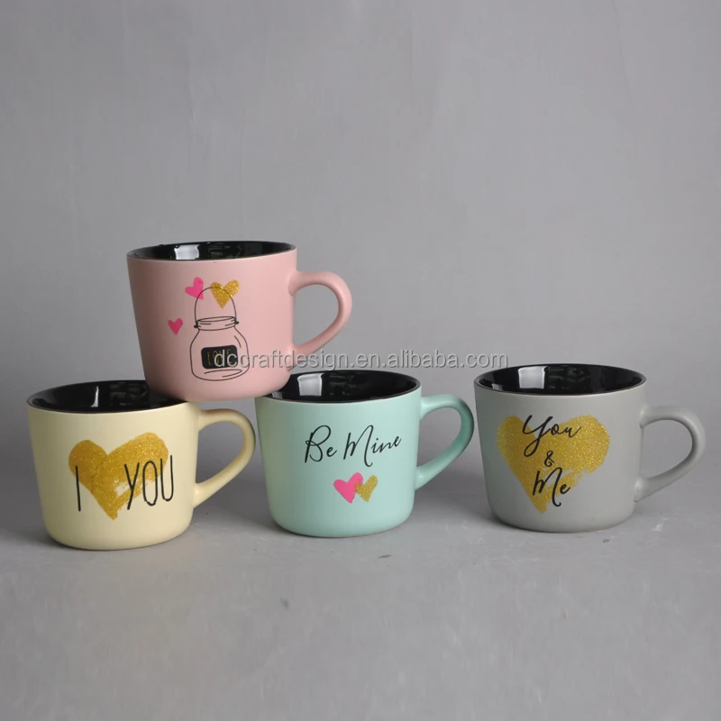 Custom Ceramic Gold Hand Printed Coffee Cup Stoneware Printed Mugs 500ml