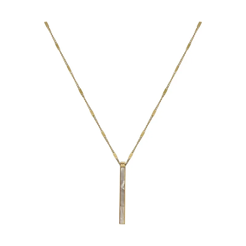 2022 Trendy fashion shell rectangle necklaces stainless steel gold necklace with pendant