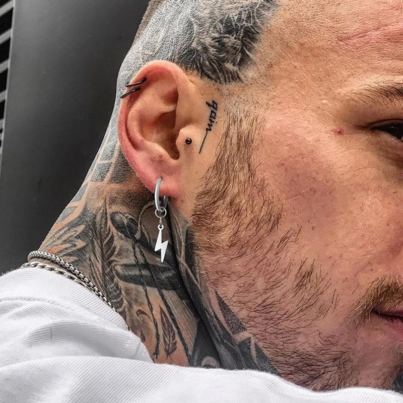 Japan South Korea Trendy Stainless Steel Fashion Simple Tempe Earrings Small Circle Smooth Cross Pendant Unisex Silver Plated