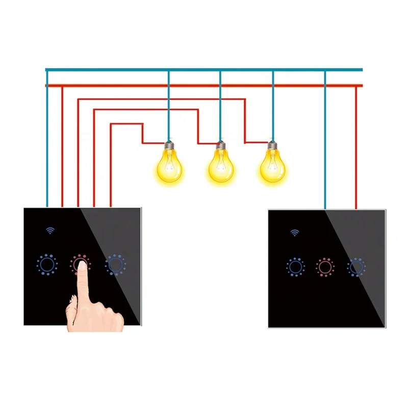 2Pcs WiFi Switch for 3Gang 2 Way eWeLink Smart LED Touch Light Switch for Home DIY Two Way Control Google Home & Alexa Support