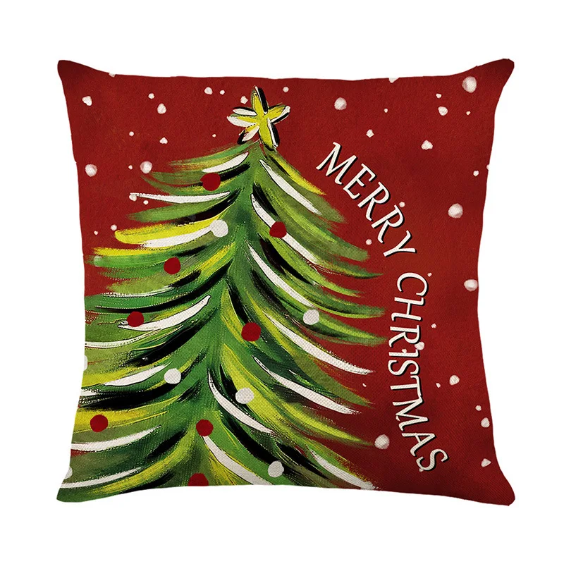 Holiday Decor Joy Cushion Case 45x45 cm Set of 4 Red Christmas Reindeer Pillow Covers
