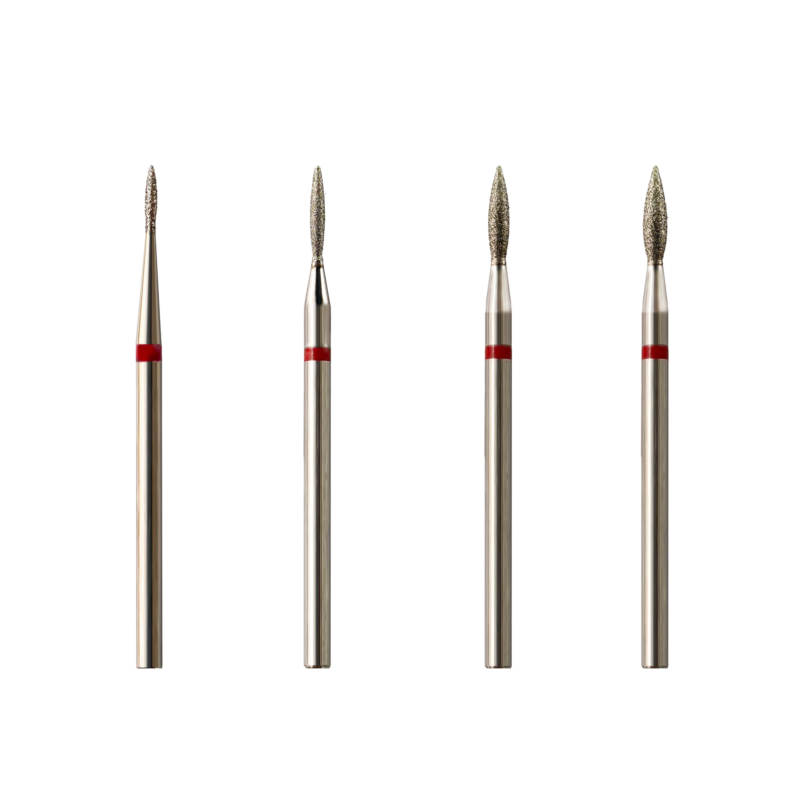 Flame Shape Mini Drill For finger nails Cuticle Clean Manicure Machine Fine Russian Diamond Nail Drill Bit foot treatment