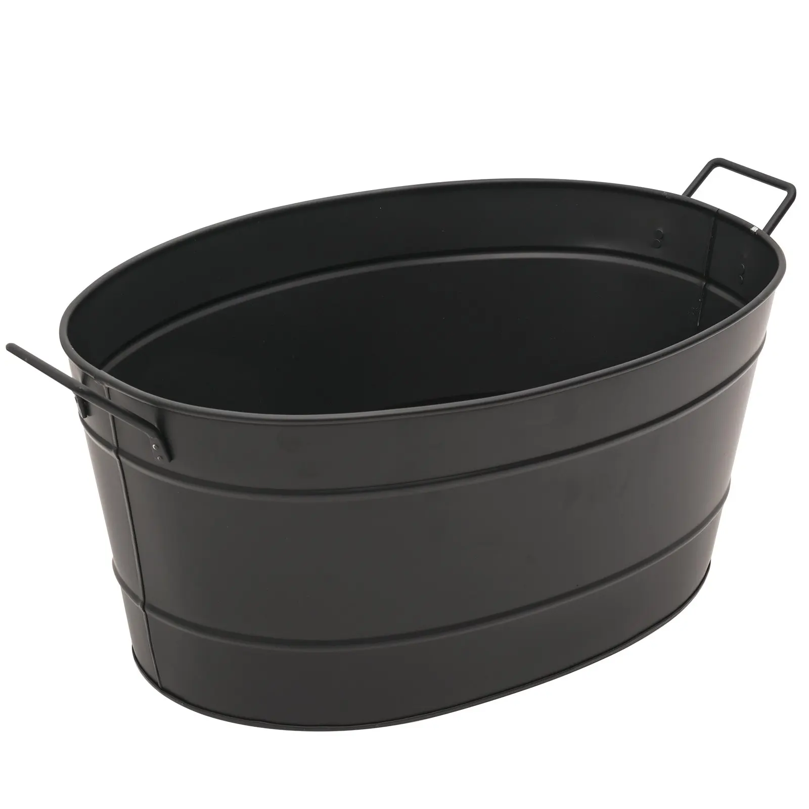 Wholesale Metal Ice Bucket Multifunctional Storage Large Capacity Bucket Black Oval Galvanized Steel Tub