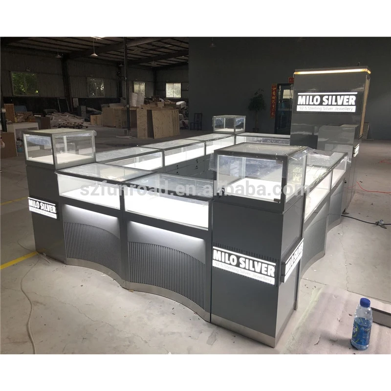Luxury Design Commercial Jewellery Kiosk Furniture Decoration Glass Showcase Cabinet Jewelry Kiosks Display For Mall
