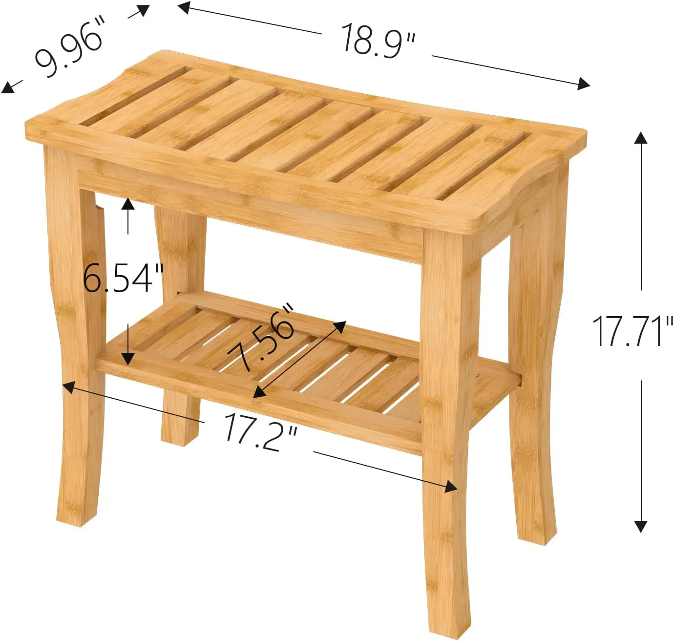 Bamboo Shower Bench Wood Shower Bench with Storage Shelf for Inside Shower
