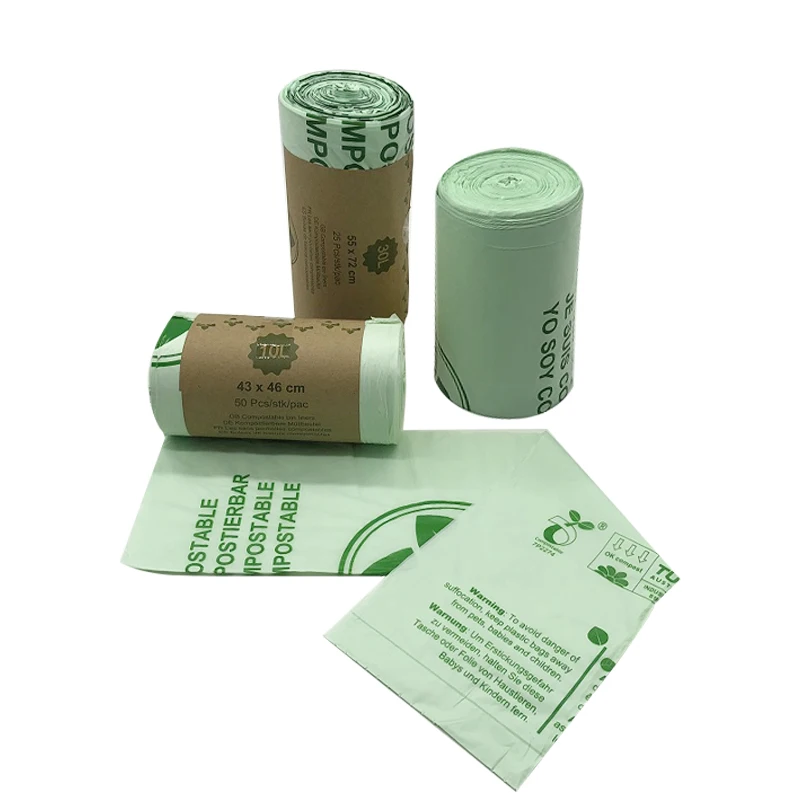 OEM Compostable Biodegradable Garbage Bags Outdoor Stand up Pouch for Home Kitchen Garden Backyard Break Point Made PLA Plastic