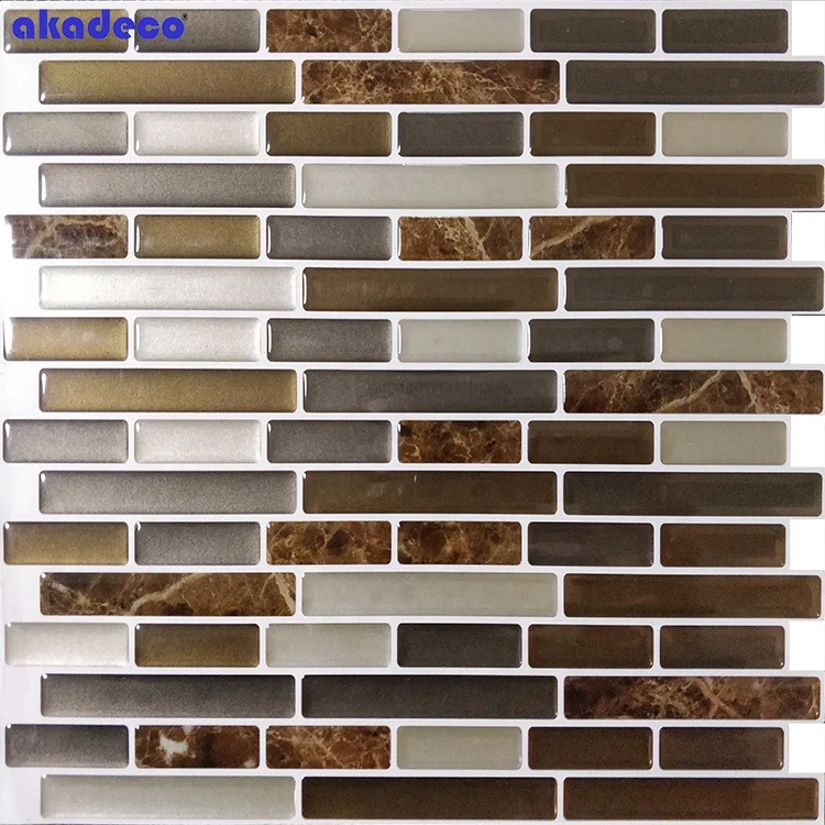 New Arrival 10x10 Inch 3d effect PVC Peel and Stick Wall Tiles for Kitchen & Bathroom Backsplash