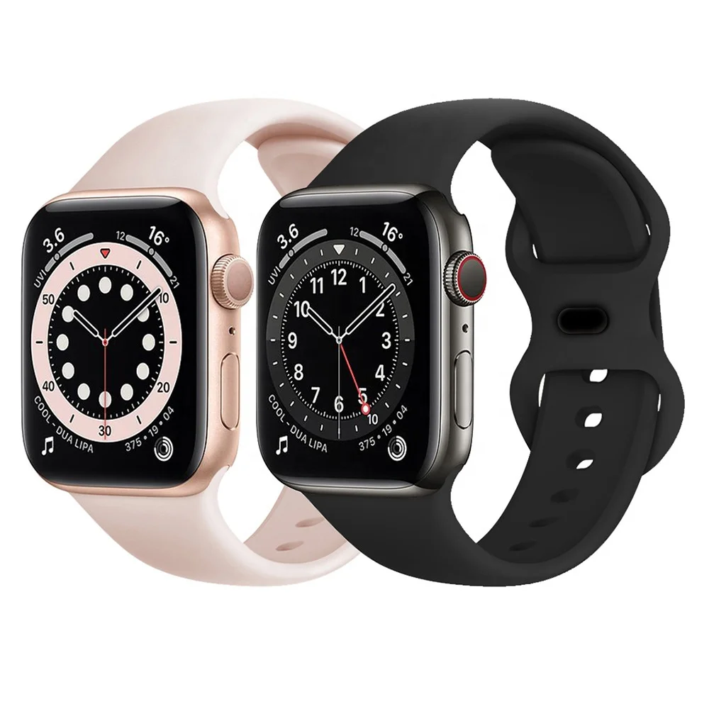 YHQ Silicone Strap For Appl Watch Band 42mm 44mm 45mm Men Soft Sport Watchband Bracelet  i watch series 3 4 5 6 SE 7