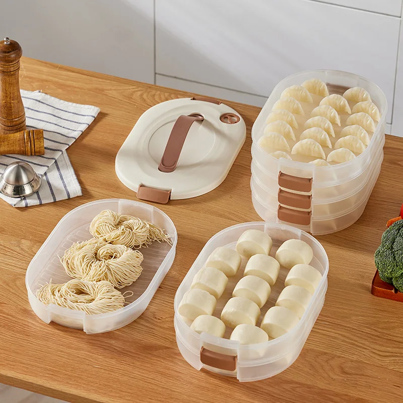 Portable Plastic Dumpling Wonton Freezer Box Multi-layer Food Airtight Storage Container Kitchen Refrigerator Storage Boxes