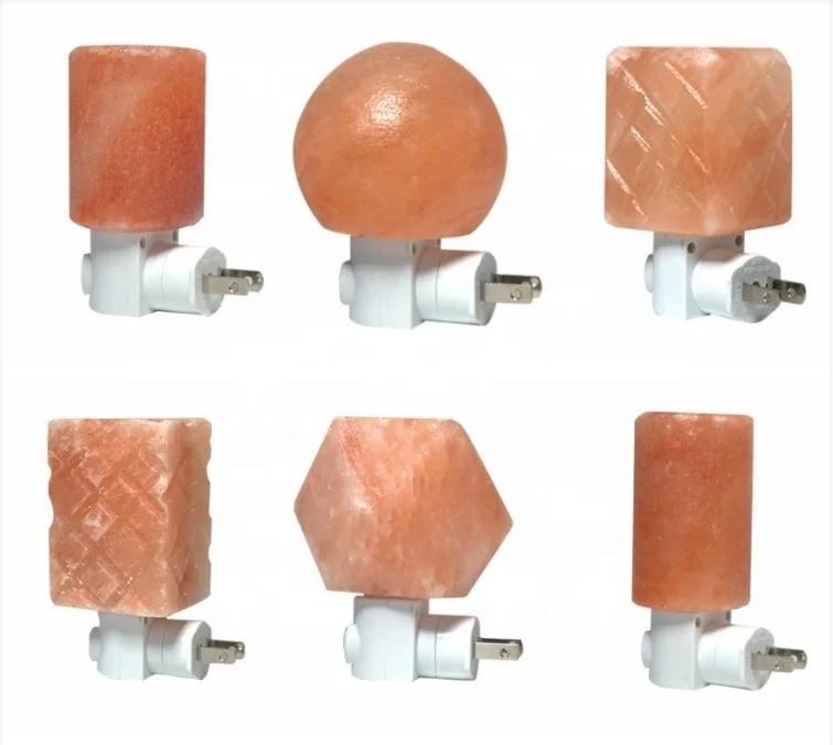 Himalayan Salt Night Light salt lamp Hand Carved Natural Salt Wall Lamp with 360 Degree Rotatable Plug