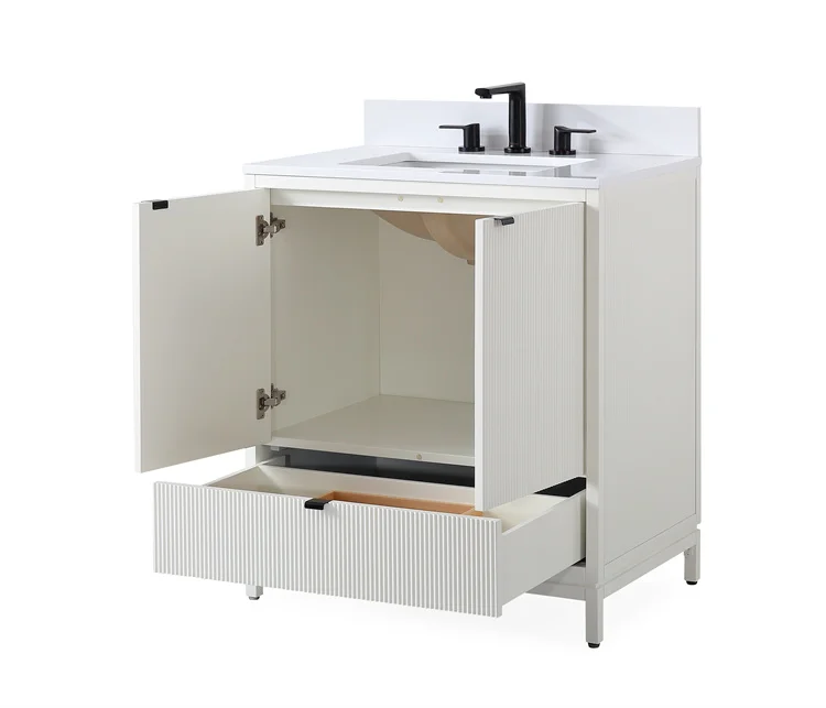 White Bathroom Vanity With Mirror Can Be Customized Modern Style Bathroom Cabinet