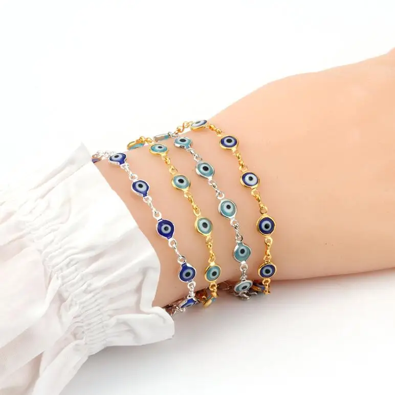 Fashion Women Alloy Multicolor Blue Eyes Gold Plated Bracelet Turkey Eye Bracelet Jewelry