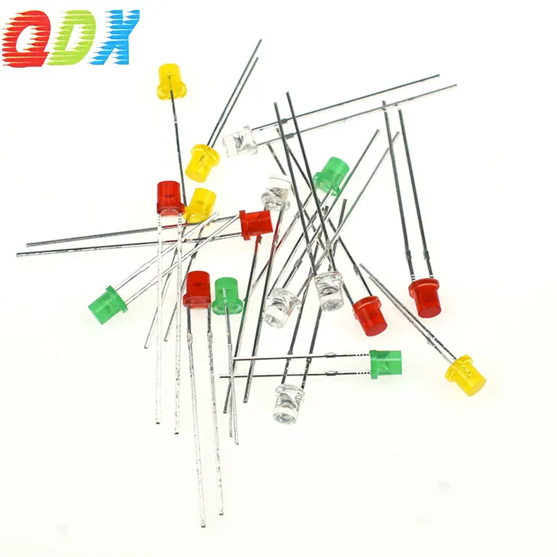 3mm LED Light Emitting Diode Flat Top Diffuse Warm White Red Blue Green Yellow Color lens Bulb Lamp 2V 3V Indicator 1000pcs/Bag