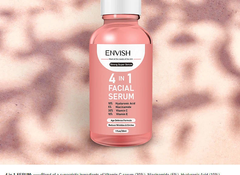 New Skin Care Serum Facial 4 in 1 Whitening Anti Age Face Serum with 30% Vitamin C 5% Niacinamide 10% Vitamin E Serum