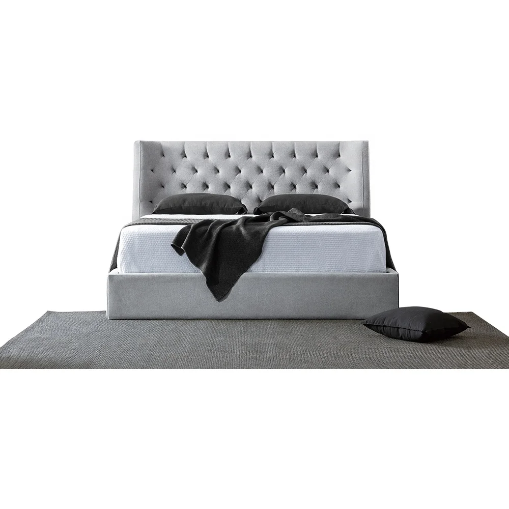 
Online Hot Sell Bed Modern Adjustable Double Bed Bedroom Furniture King Size Grey Bed Frame For Home 