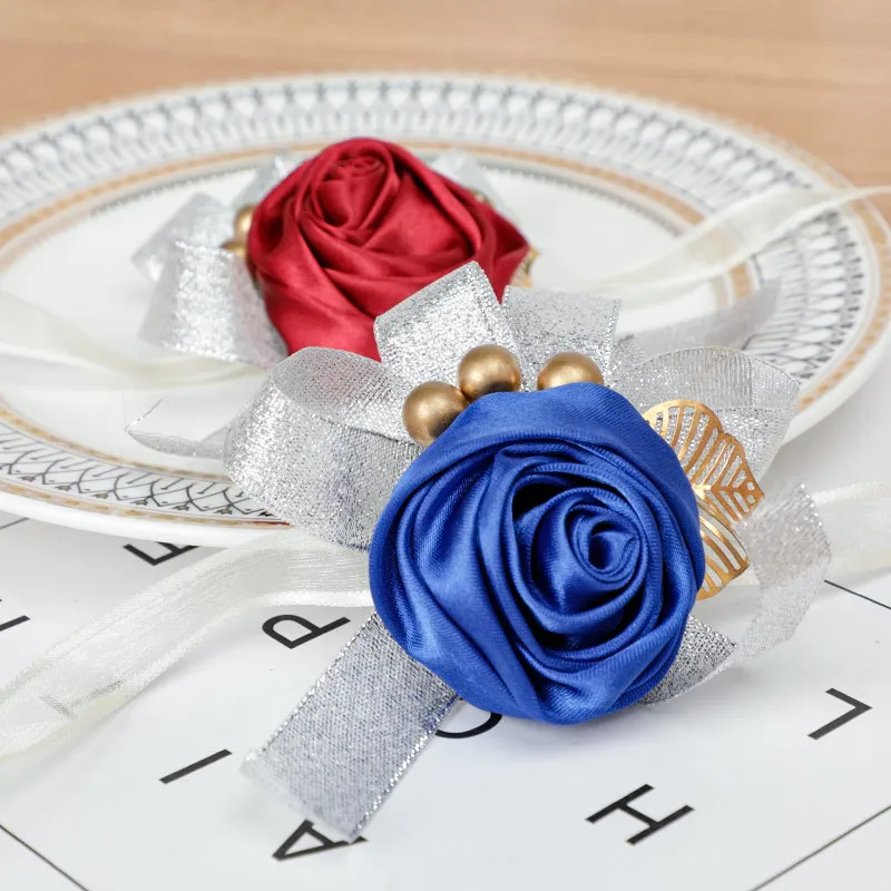 KS-286 Wedding Ribbon Wrist Corsage for Bride Bridesmaid Hand Flower for Party Prom Wedding Festival