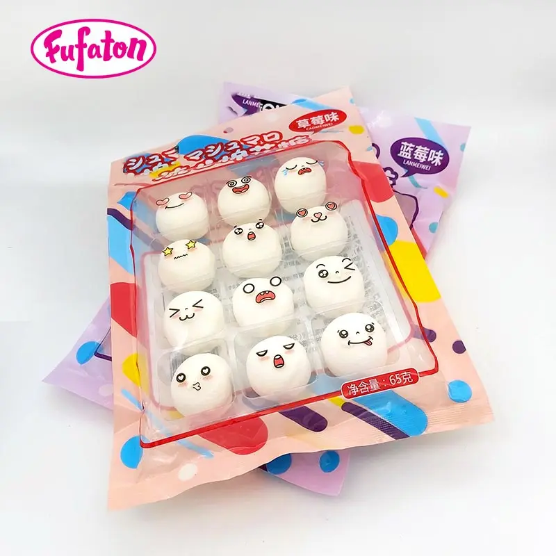 Smile face Fruit Jam filled marshmallow